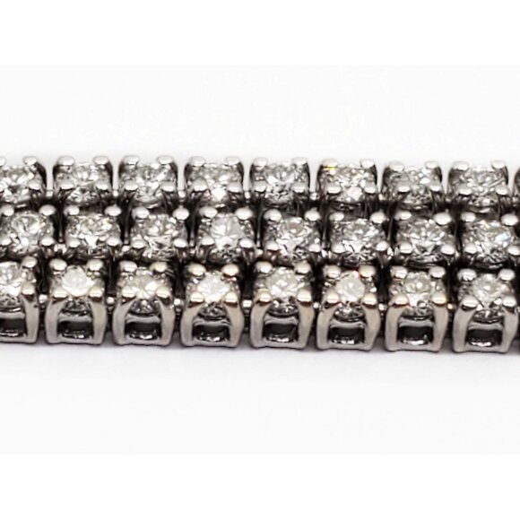 Hearts On Fire 6.93 ctw Natural Diamond Triple Strand Bracelet 18k White Gold - Picture 3 of 10